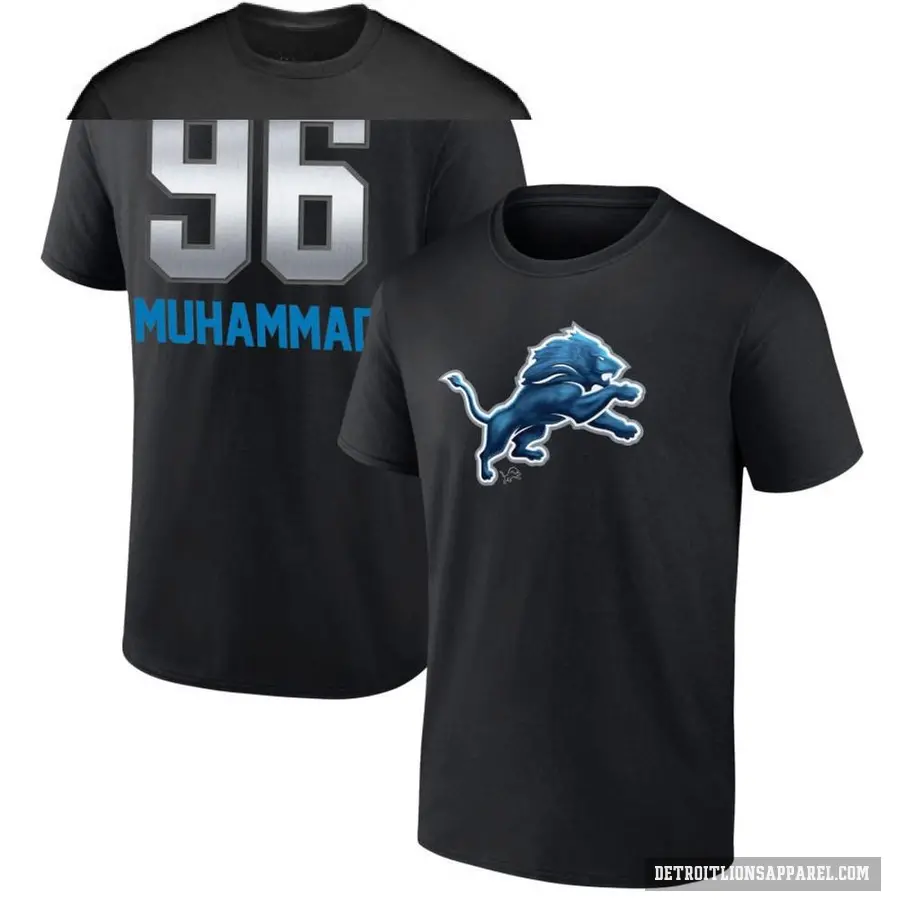 Men's ＃96 Al-Quadin Muhammad Detroit Lions Black Midnight Mascot T-Shirt