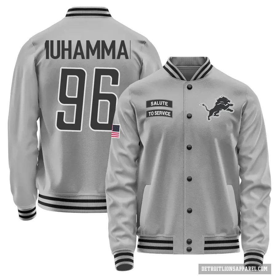 Men's ＃96 Al-Quadin Muhammad Detroit Lions Gray Salute to Service Performance Jacket