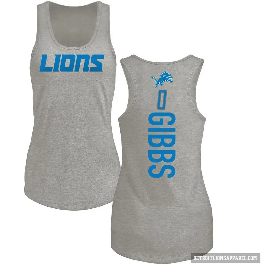 Women's ＃0 Jahmyr Gibbs Detroit Lions Ash Backer Tank Top