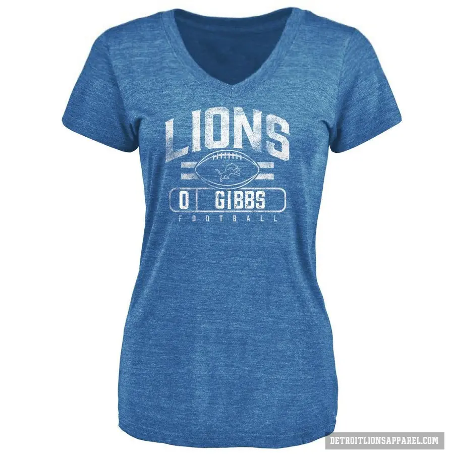 Women's ＃0 Jahmyr Gibbs Detroit Lions Blue Flanker T-Shirt