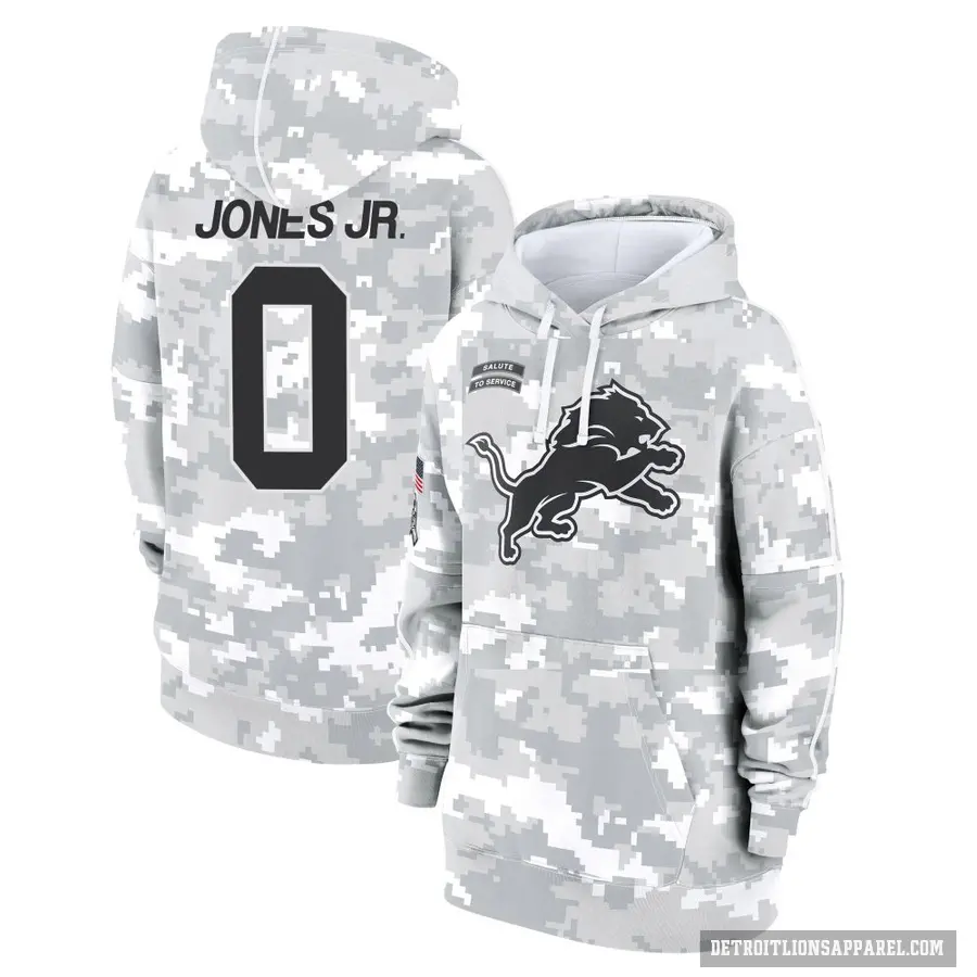 Women's ＃0 Marvin Jones Jr. Detroit Lions Arctic Camo 2024 Salute to Service Club Fleece Pullover Hoodie