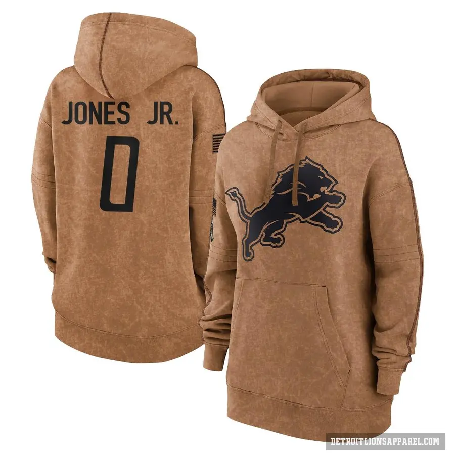 Women's ＃0 Marvin Jones Jr. Detroit Lions Brown 2023 Salute To Service Pullover Hoodie