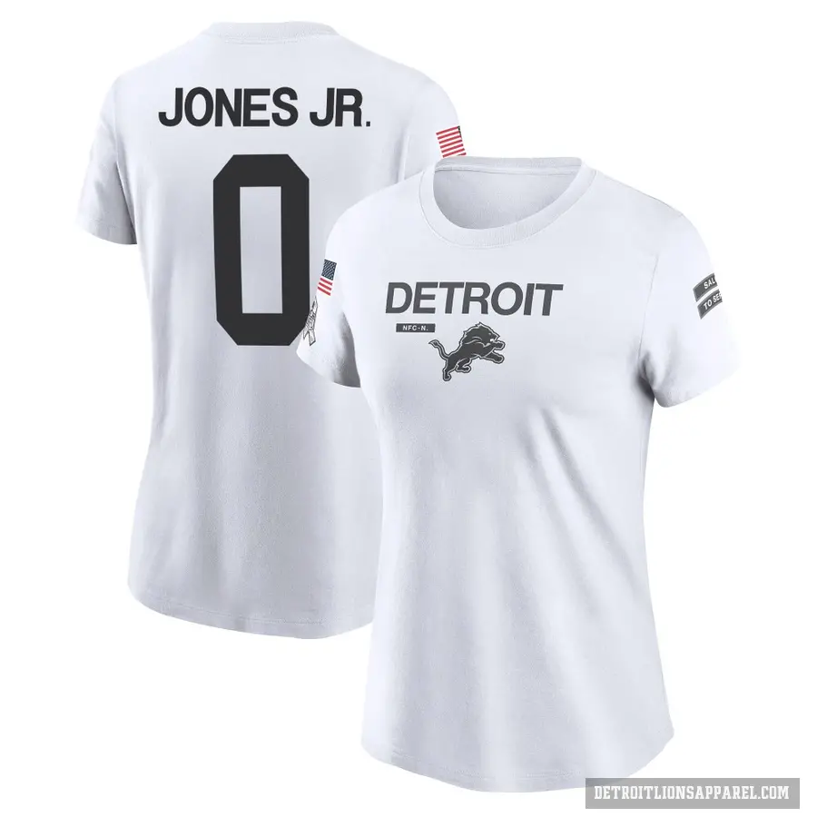 Women's ＃0 Marvin Jones Jr. Detroit Lions White 2024 Salute to Service Performance T-Shirt