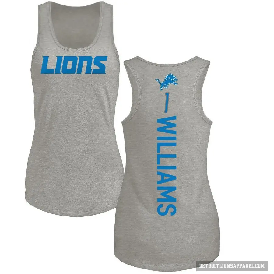 Women's ＃1 Jameson Williams Detroit Lions Ash Backer Tank Top