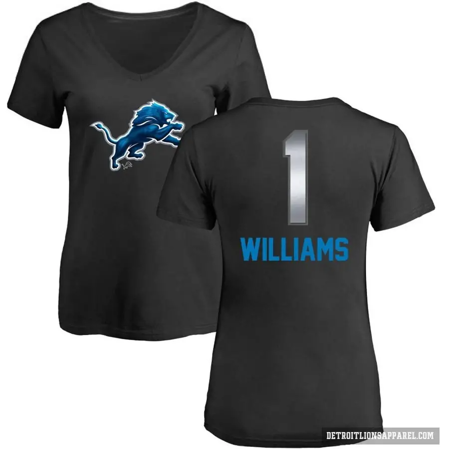 Women's ＃1 Jameson Williams Detroit Lions Black Midnight Mascot T-Shirt