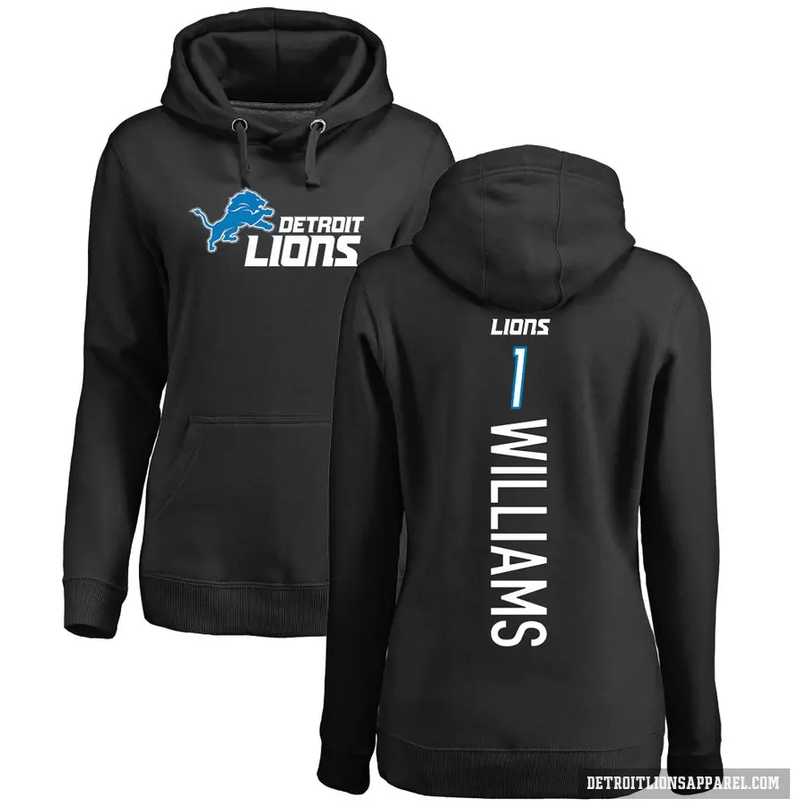 Women's ＃1 Jameson Williams Detroit Lions Black Pro Line Backer Pullover Hoodie