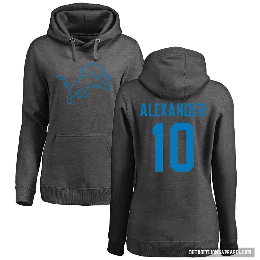 Women's ＃10 Kwon Alexander Detroit Lions Pro Line by Branded Ash One Color Pullover Hoodie