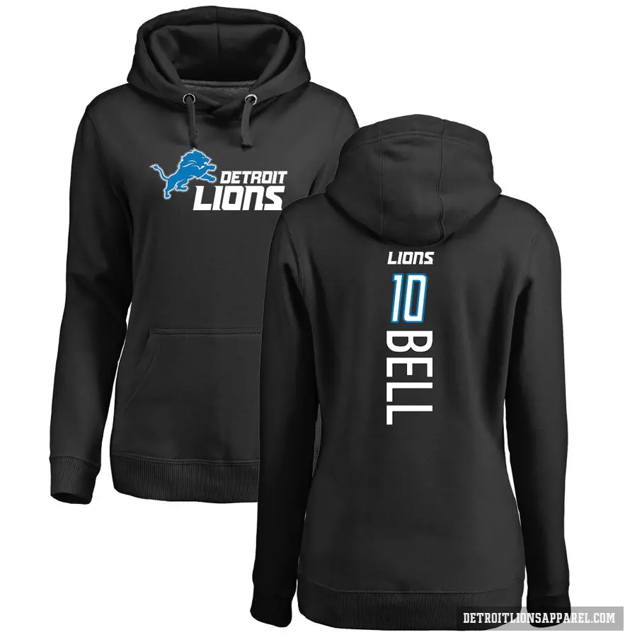 Women's ＃10 Ronnie Bell Detroit Lions Black Pro Line Backer Pullover Hoodie