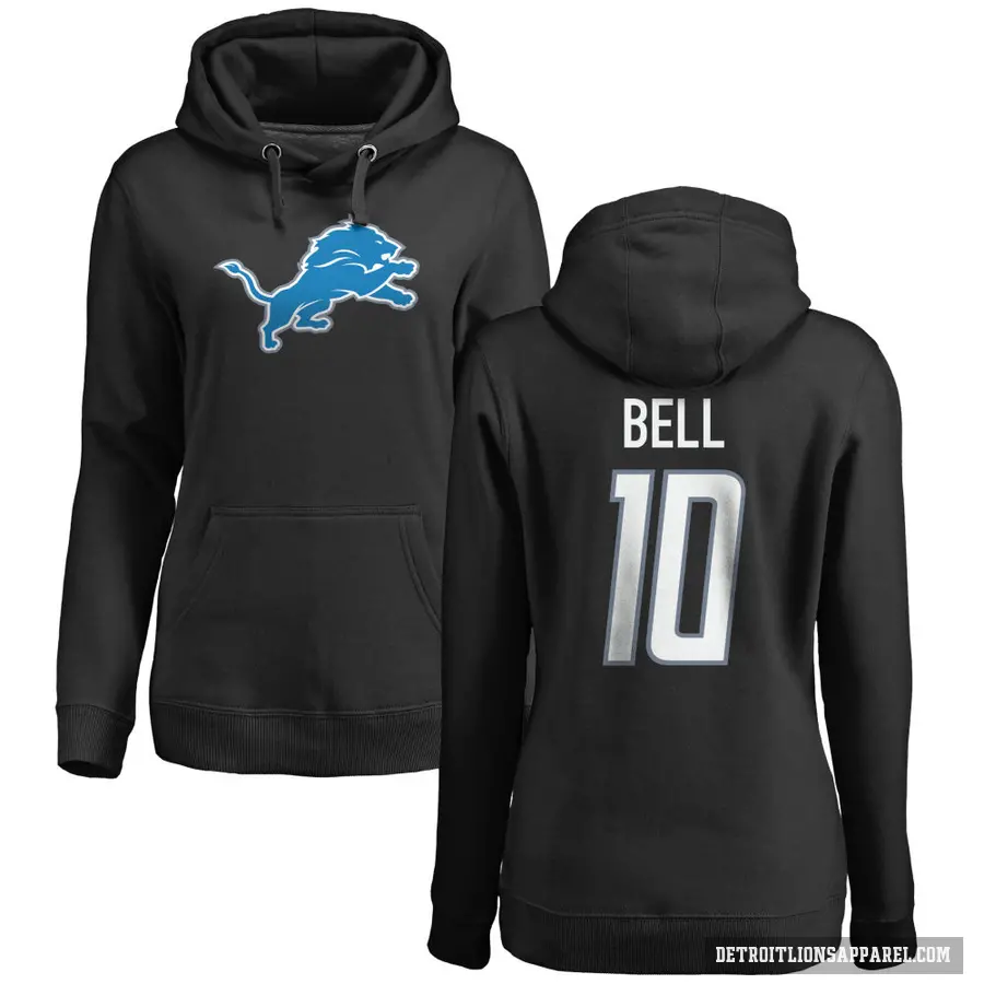 Women's ＃10 Ronnie Bell Detroit Lions Black Pro Line Logo Pullover Hoodie
