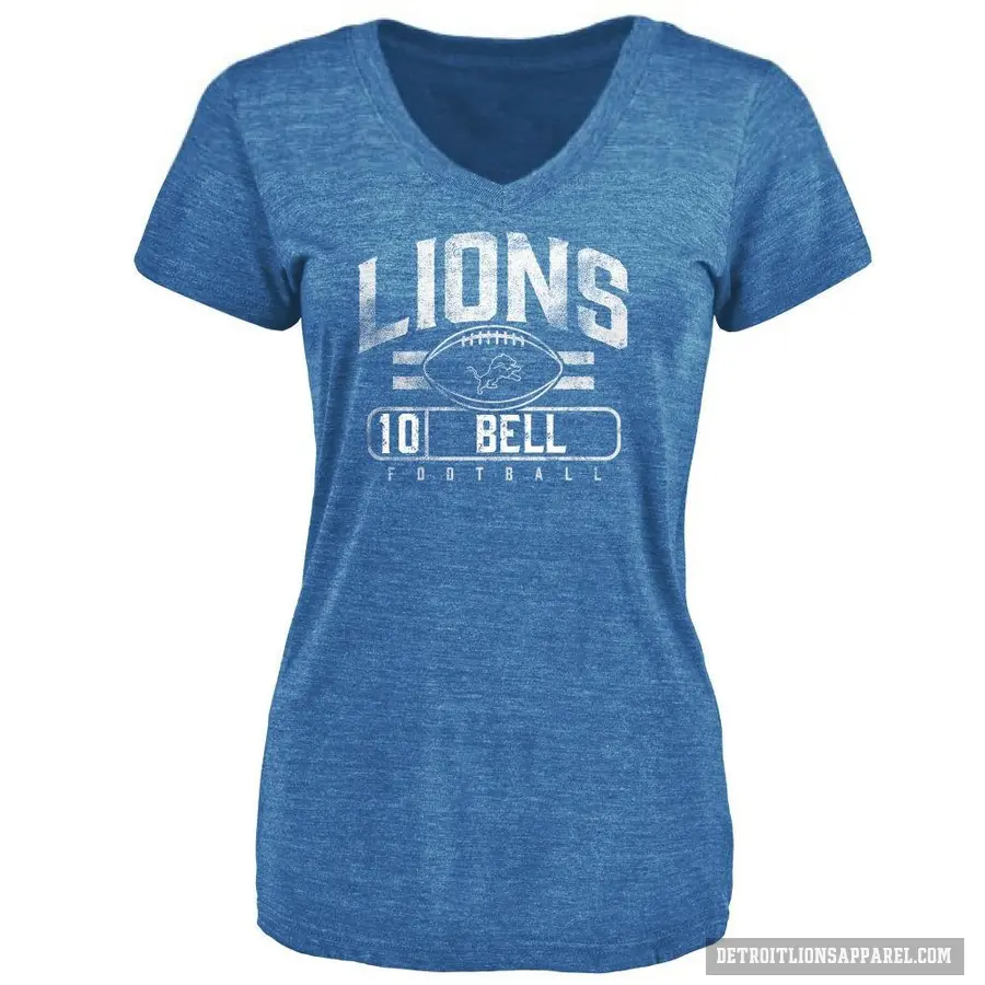 Women's ＃10 Ronnie Bell Detroit Lions Blue Flanker T-Shirt