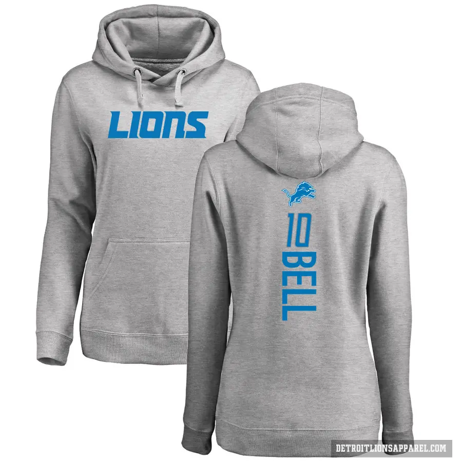 Women's ＃10 Ronnie Bell Detroit Lions Pro Line Ash Backer Pullover Hoodie