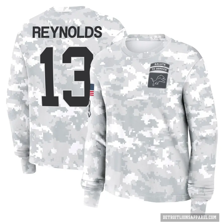 Women's ＃13 Craig Reynolds Detroit Lions Camo Arctic 2024 Salute to Service Long Sleeve T-Shirt