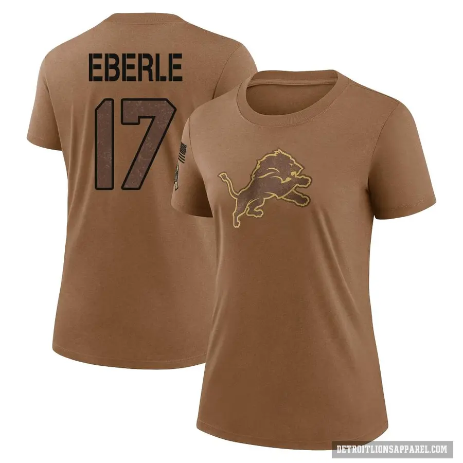 Women's ＃17 Dominik Eberle Detroit Lions Brown 2023 Salute To Service Performance T-Shirt
