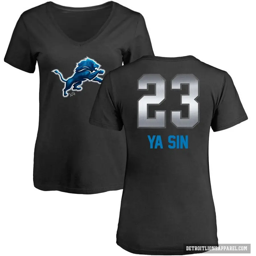 Women's ＃23 Rock Ya-Sin Detroit Lions Black Midnight Mascot T-Shirt