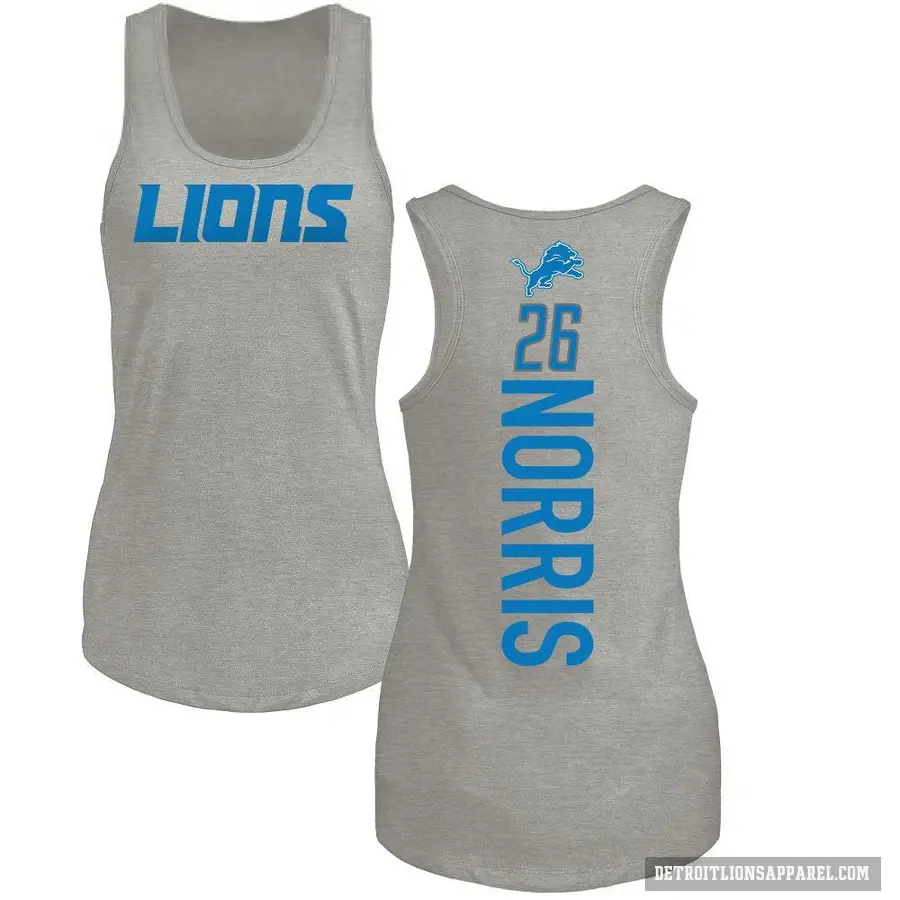 Women's ＃26 Morice Norris Detroit Lions Ash Backer Tank Top