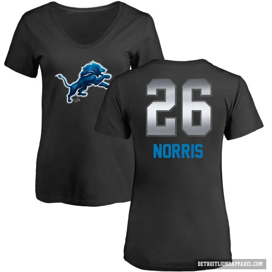 Women's ＃26 Morice Norris Detroit Lions Black Midnight Mascot T-Shirt