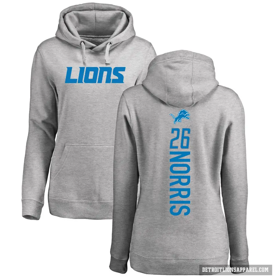 Women's ＃26 Morice Norris Detroit Lions Pro Line Ash Backer Pullover Hoodie