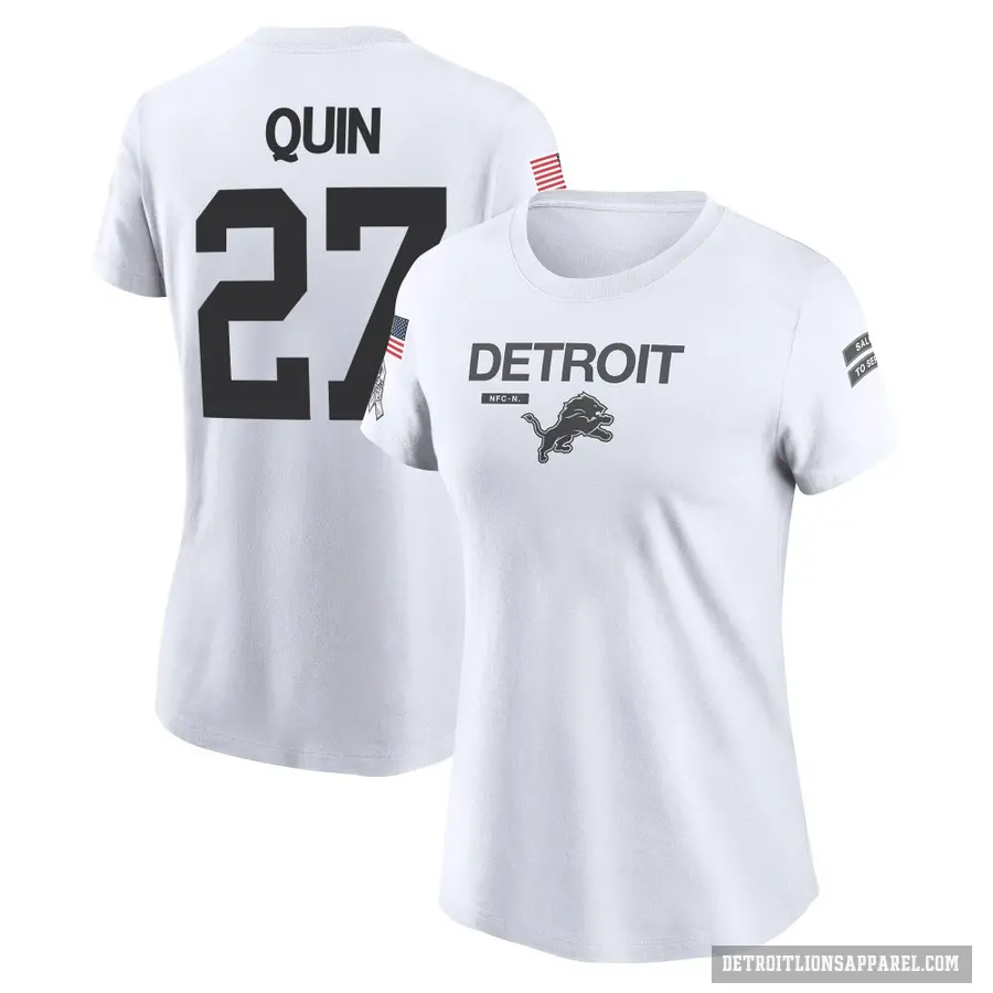 Women's ＃27 Glover Quin Detroit Lions White 2024 Salute to Service Performance T-Shirt