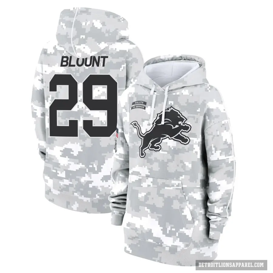 Women's ＃29 LeGarrette Blount Detroit Lions Arctic Camo 2024 Salute to Service Club Fleece Pullover Hoodie