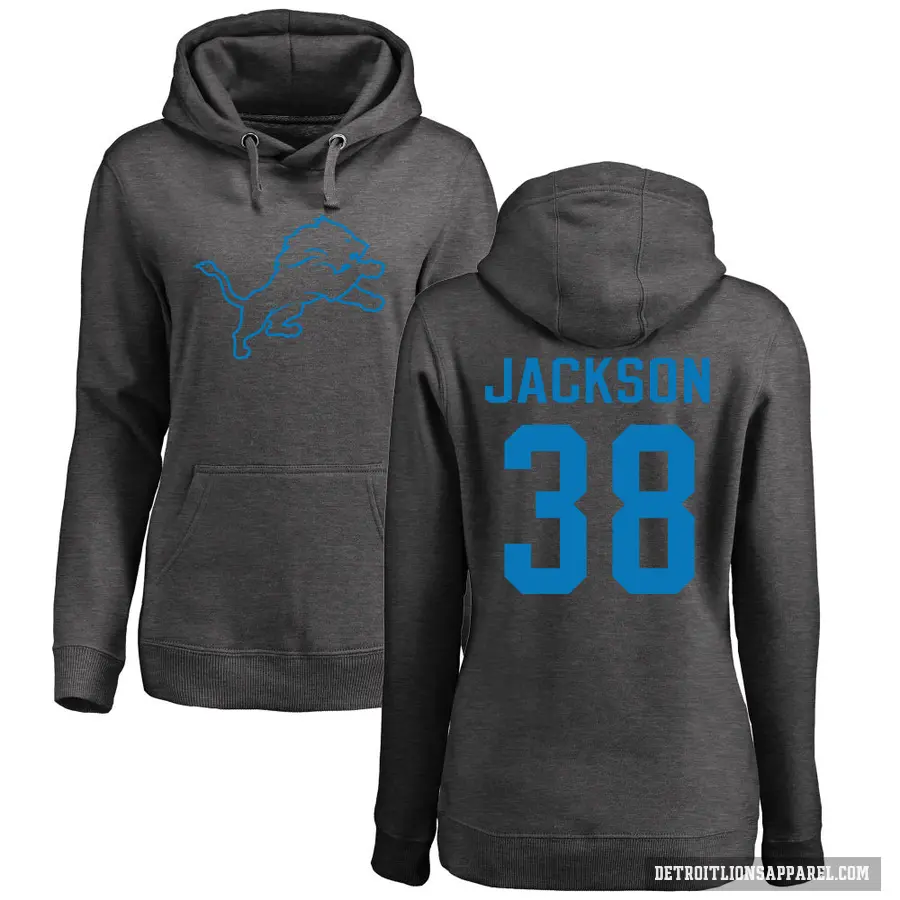 Women's ＃38 Justin Jackson Detroit Lions Pro Line by Branded Ash One Color Pullover Hoodie
