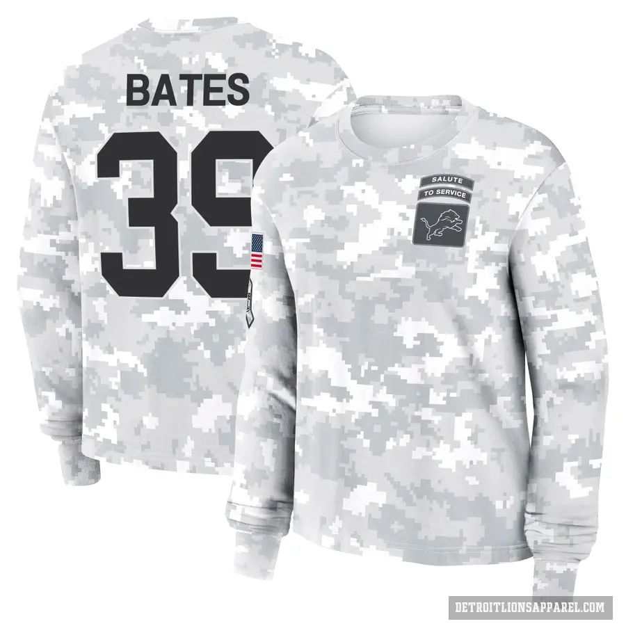 Women's ＃39 Jake Bates Detroit Lions Camo Arctic 2024 Salute to Service Long Sleeve T-Shirt