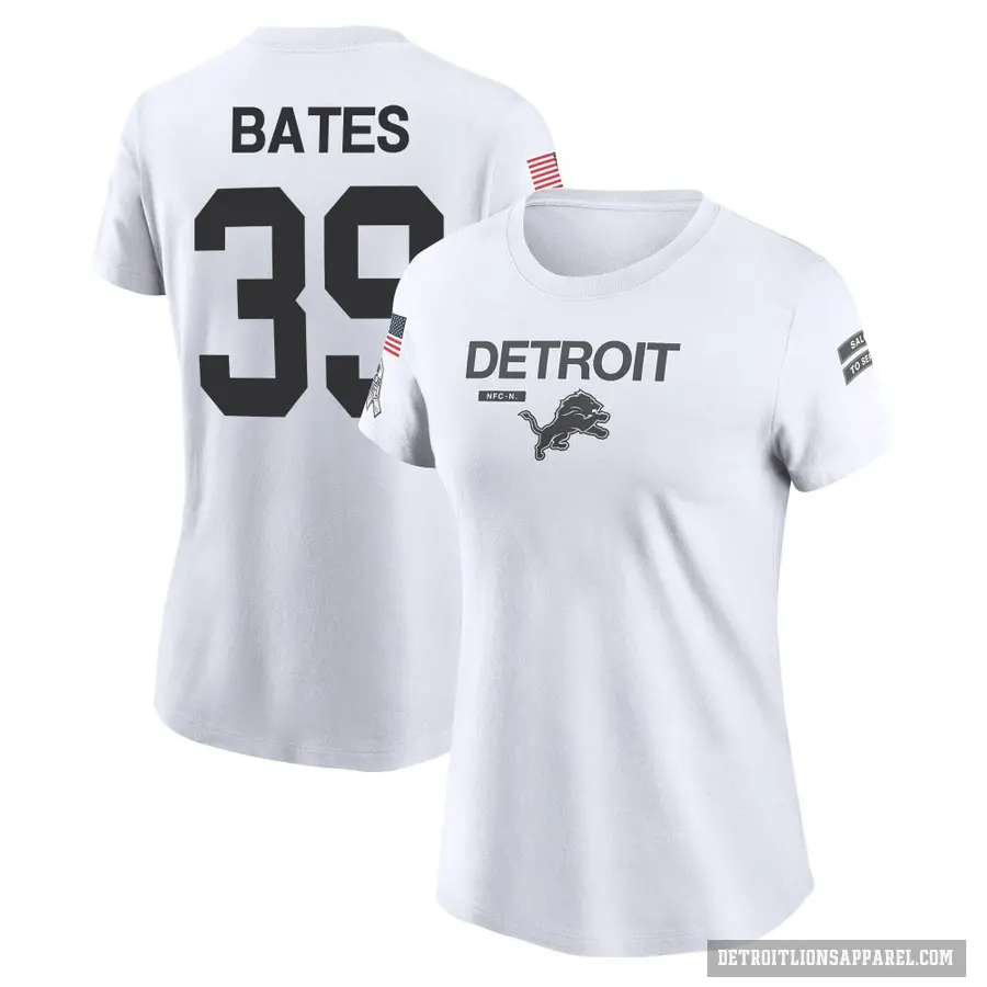 Women's ＃39 Jake Bates Detroit Lions White 2024 Salute to Service Performance T-Shirt