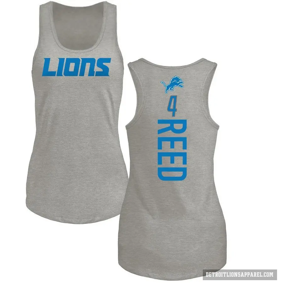Women's ＃4 D.J. Reed Detroit Lions Ash Backer Tank Top