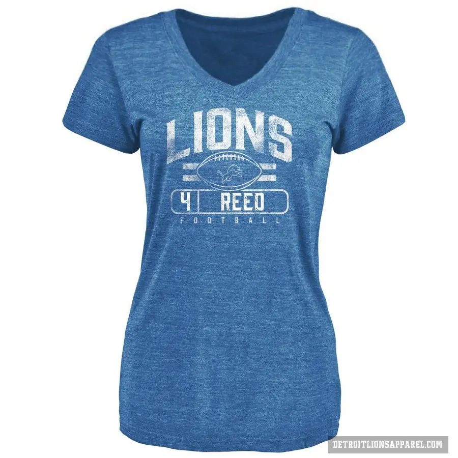Women's ＃4 D.J. Reed Detroit Lions Blue Flanker T-Shirt