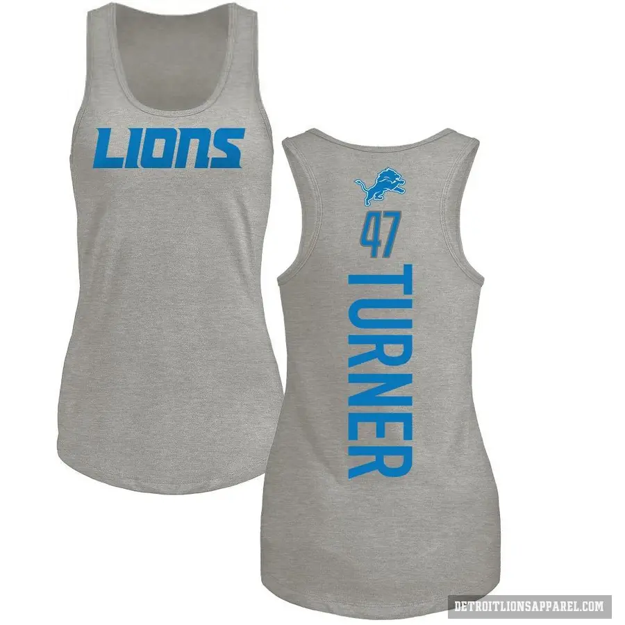 Women's ＃47 Ezekiel Turner Detroit Lions Ash Backer Tank Top
