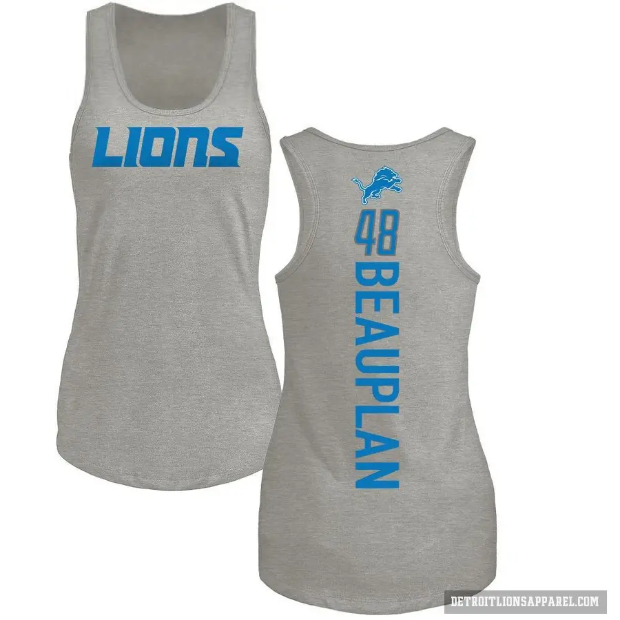 Women's ＃48 Abraham Beauplan Detroit Lions Ash Backer Tank Top