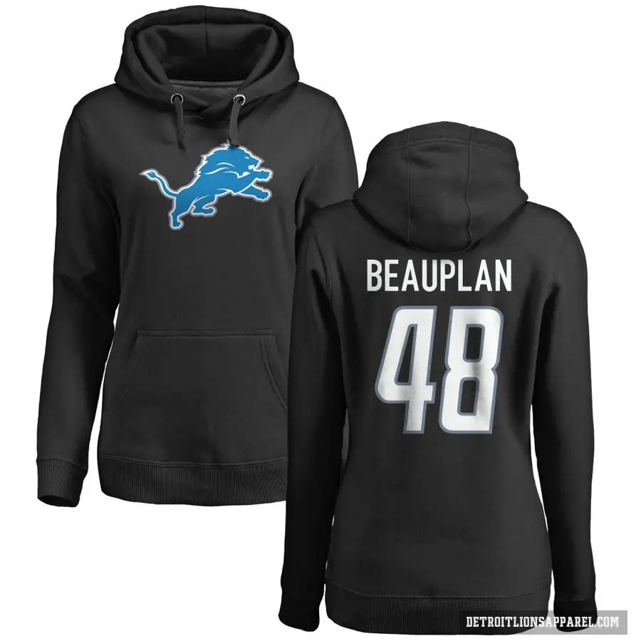 Women's ＃48 Abraham Beauplan Detroit Lions Black Pro Line Logo Pullover Hoodie