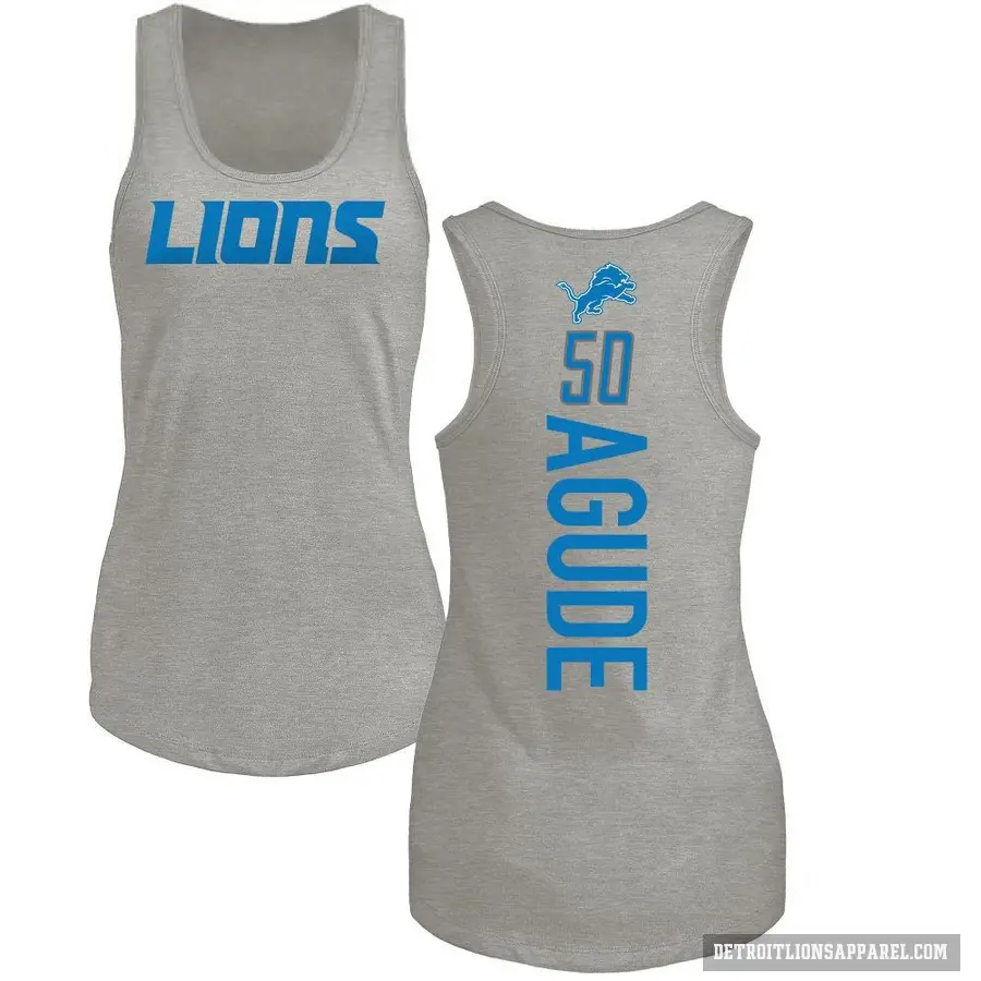 Women's ＃50 Mitchell Agude Detroit Lions Ash Backer Tank Top