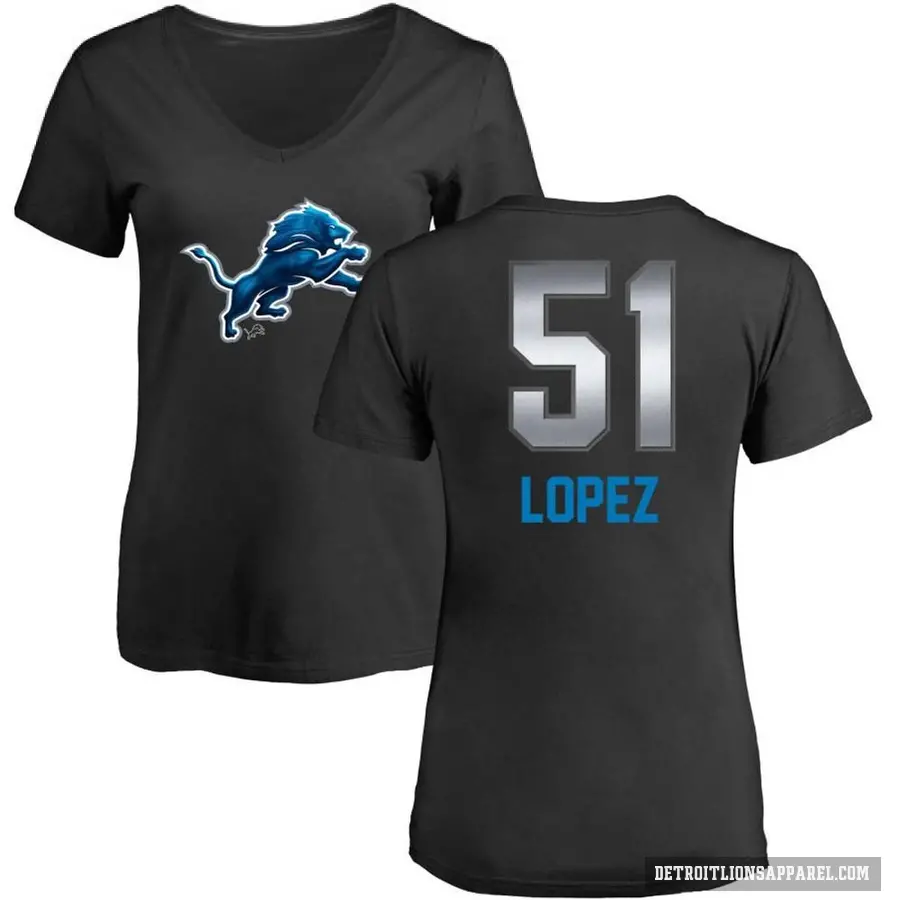 Women's ＃51 Roy Lopez Detroit Lions Black Midnight Mascot T-Shirt
