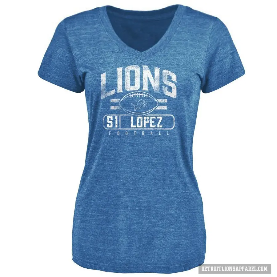 Women's ＃51 Roy Lopez Detroit Lions Blue Flanker T-Shirt