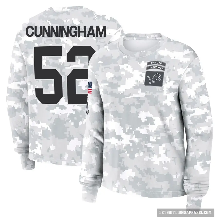 Women's ＃52 Zach Cunningham Detroit Lions Camo Arctic 2024 Salute to Service Long Sleeve T-Shirt