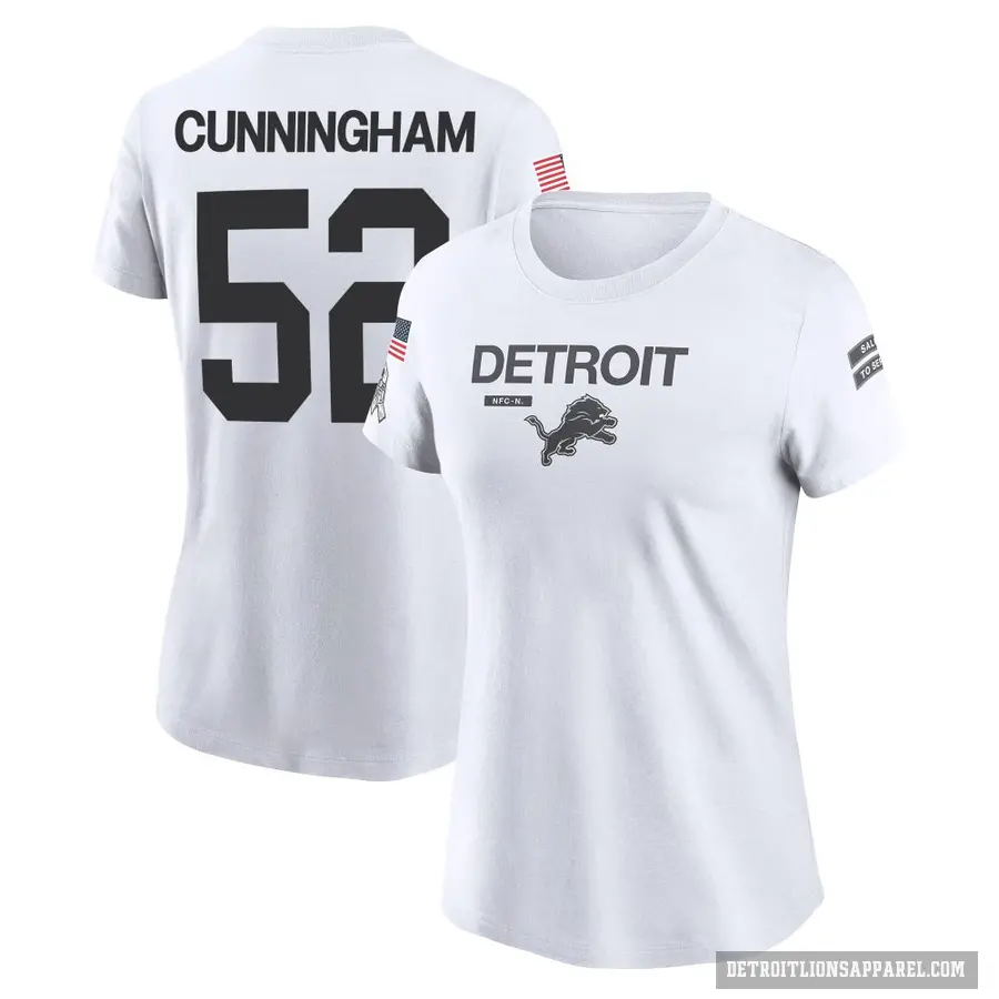 Women's ＃52 Zach Cunningham Detroit Lions White 2024 Salute to Service Performance T-Shirt