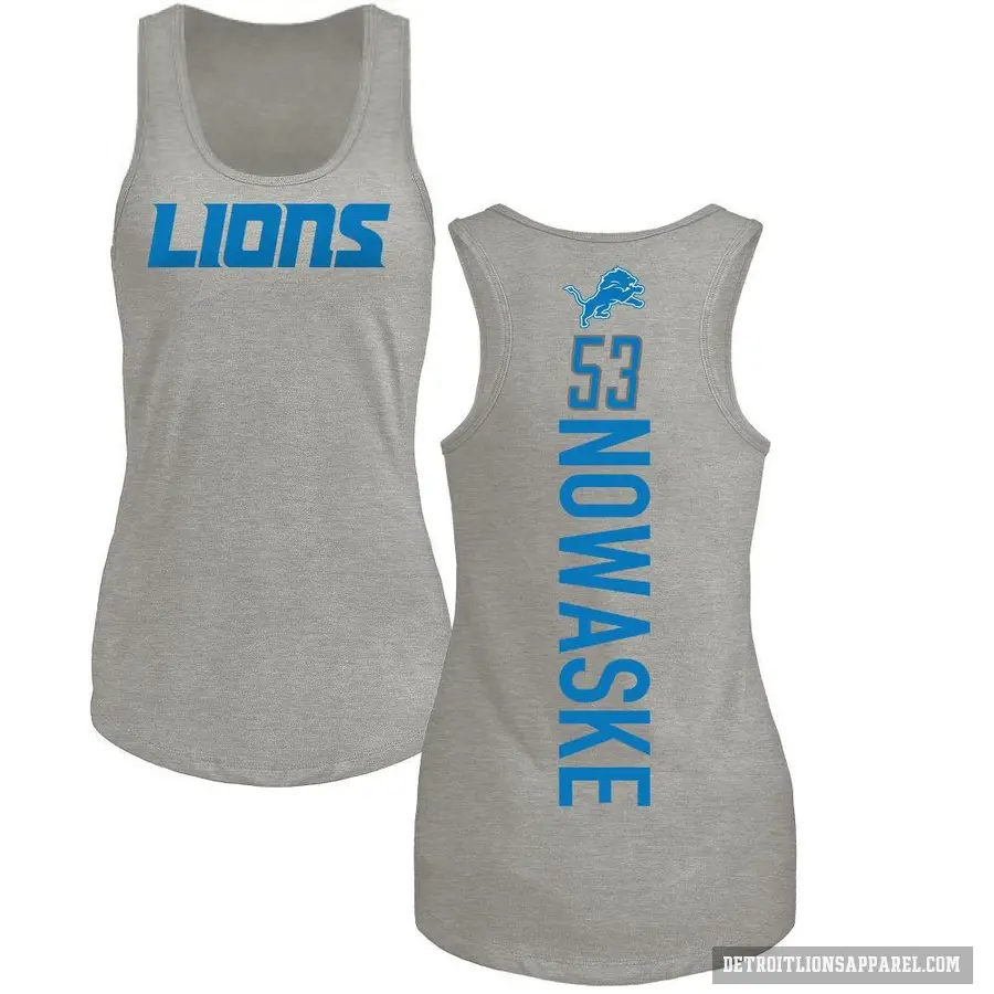 Women's ＃53 Trevor Nowaske Detroit Lions Ash Backer Tank Top