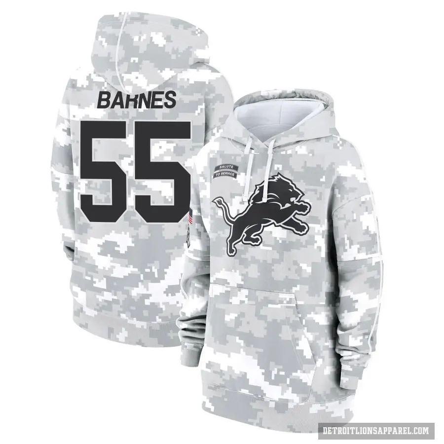 Women's ＃55 Derrick Barnes Detroit Lions Arctic Camo 2024 Salute to Service Club Fleece Pullover Hoodie