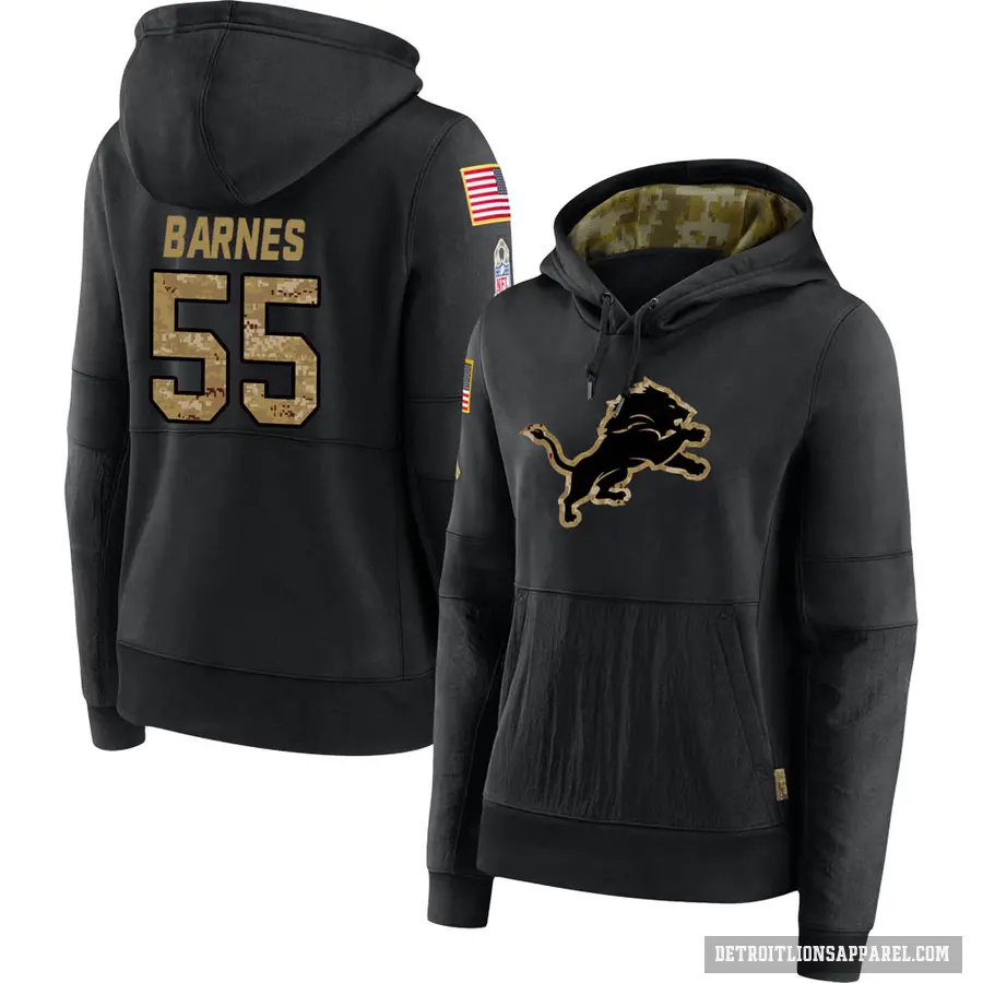 Women's ＃55 Derrick Barnes Detroit Lions Black 2020 Salute to Service Sideline Performance Pullover Hoodie