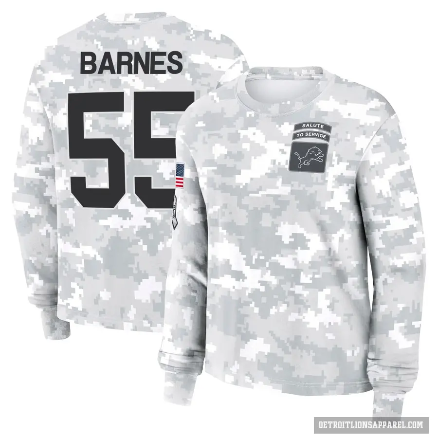 Women's ＃55 Derrick Barnes Detroit Lions Camo Arctic 2024 Salute to Service Long Sleeve T-Shirt