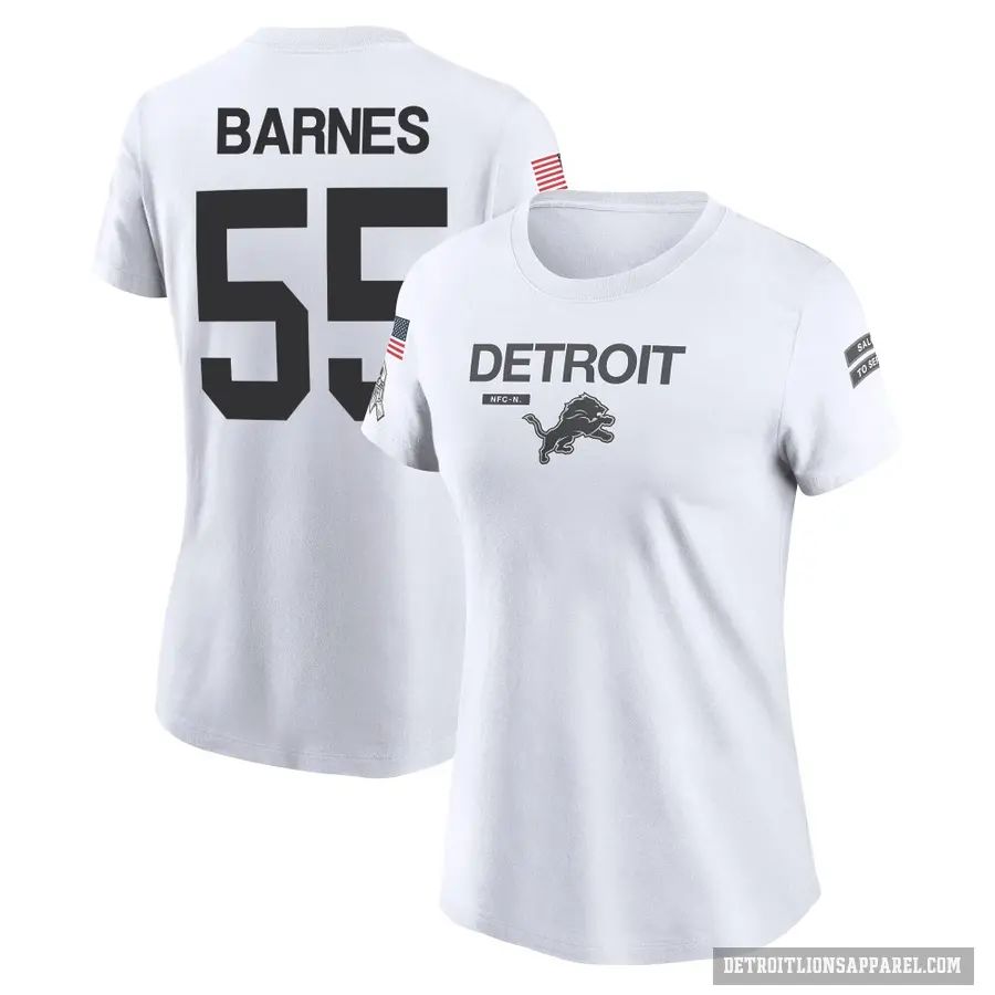 Women's ＃55 Derrick Barnes Detroit Lions White 2024 Salute to Service Performance T-Shirt