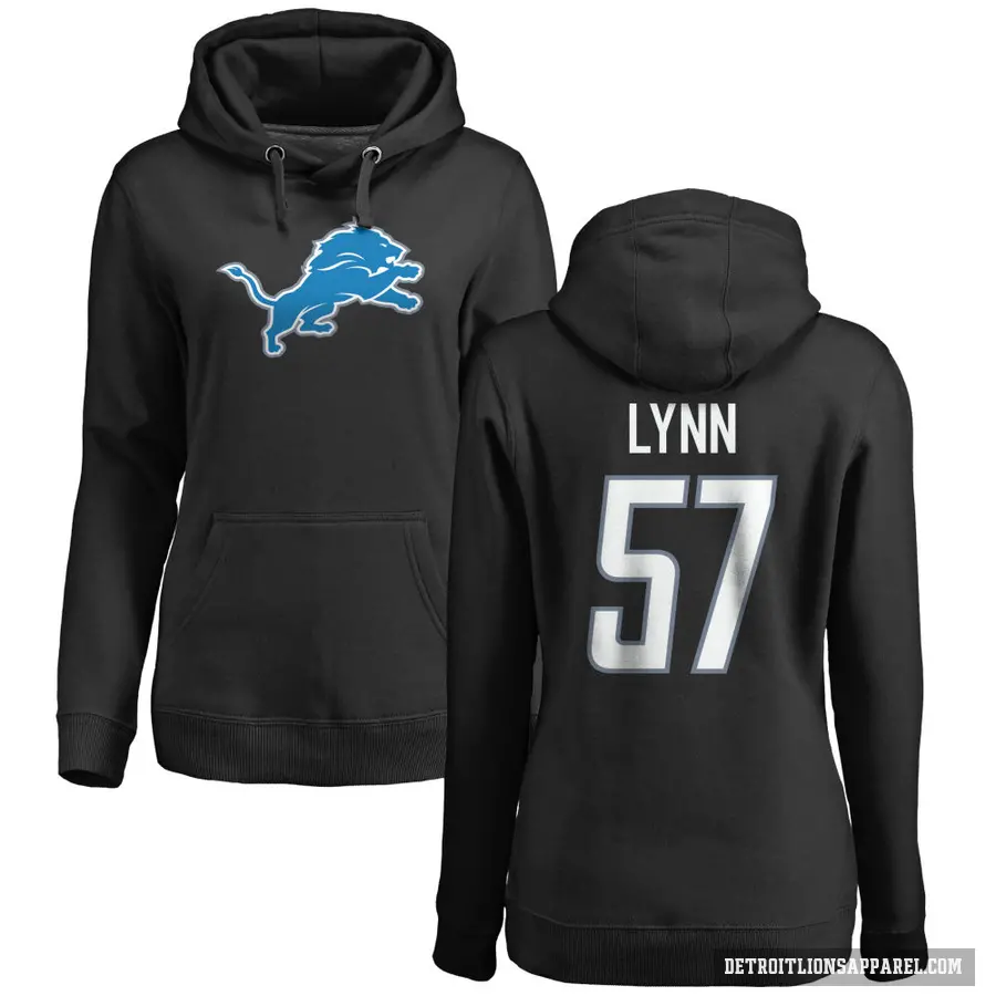 Women's ＃57 Nate Lynn Detroit Lions Black Pro Line Logo Pullover Hoodie