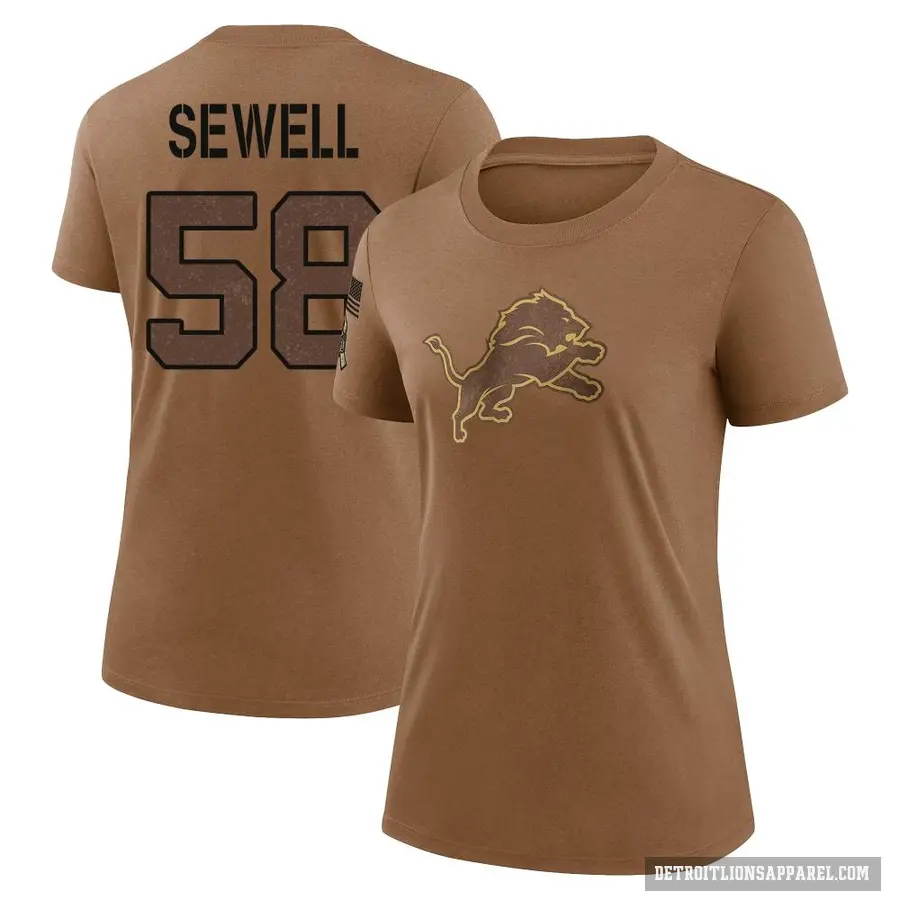 Women's ＃58 Penei Sewell Detroit Lions Brown 2023 Salute To Service Performance T-Shirt