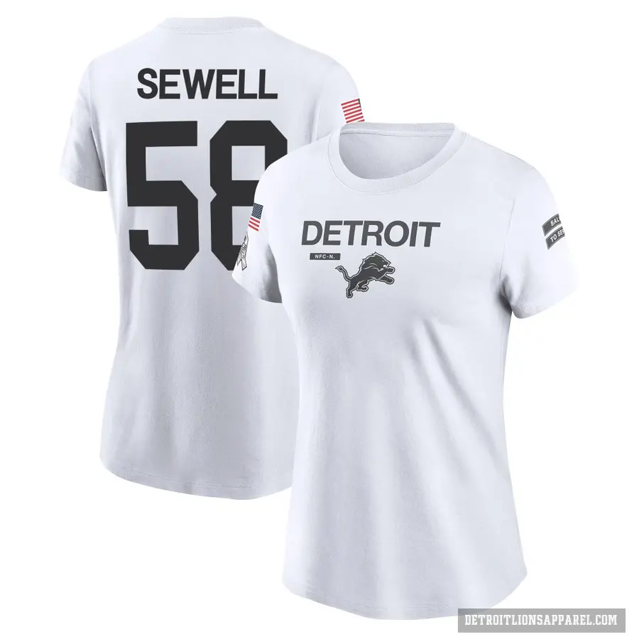 Women's ＃58 Penei Sewell Detroit Lions White 2024 Salute to Service Performance T-Shirt
