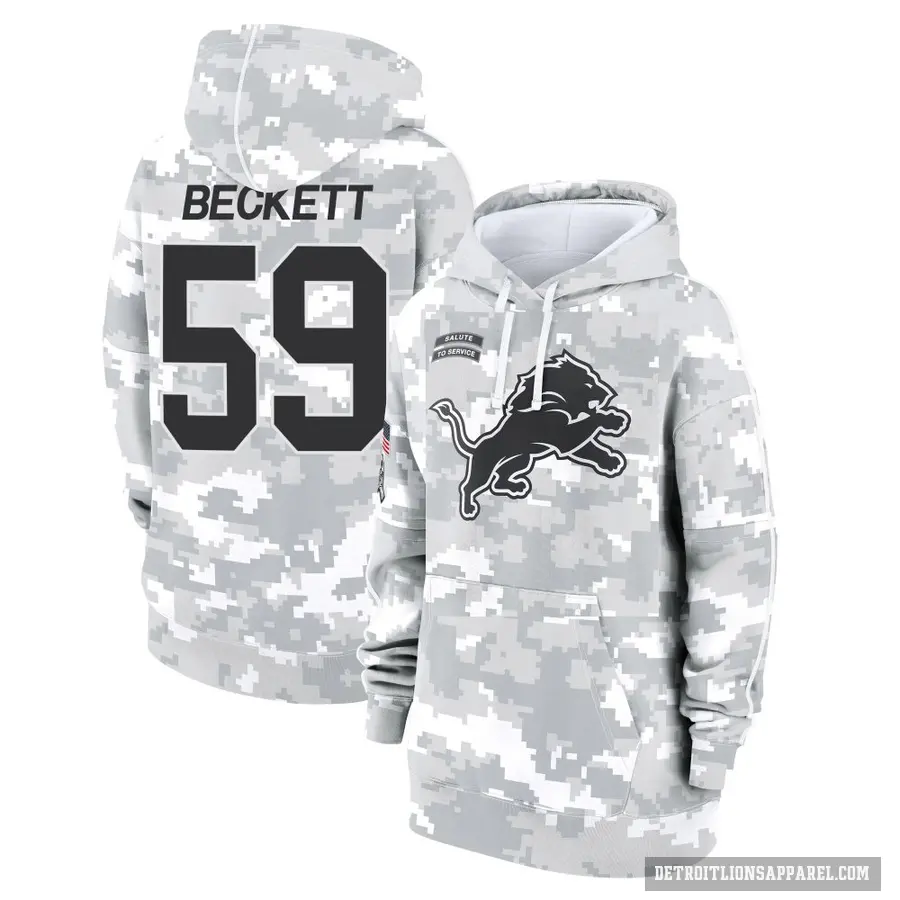 Women's ＃59 Tavante Beckett Detroit Lions Arctic Camo 2024 Salute to Service Club Fleece Pullover Hoodie