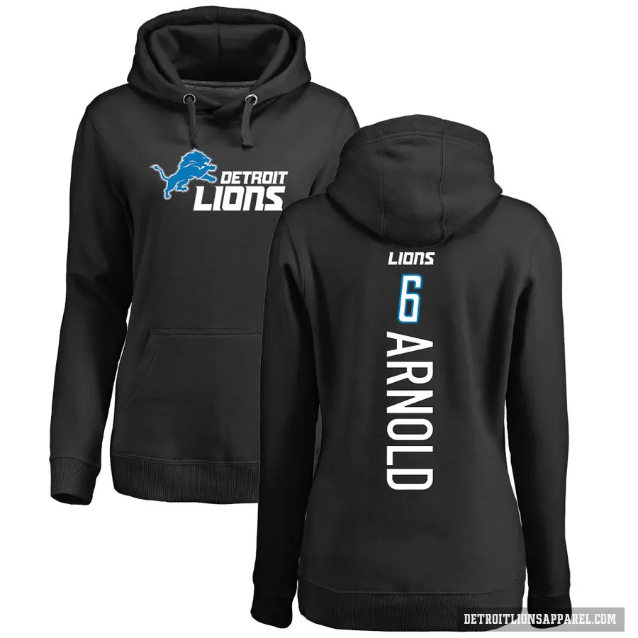 Women's ＃6 Terrion Arnold Detroit Lions Black Pro Line Backer Pullover Hoodie