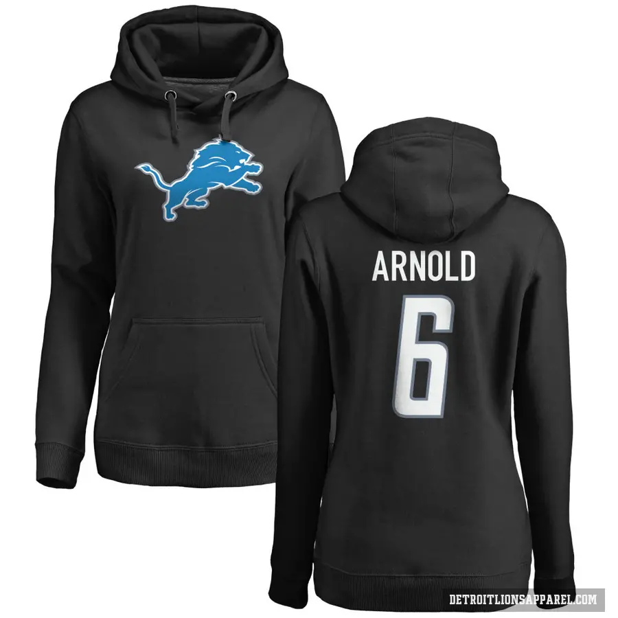 Women's ＃6 Terrion Arnold Detroit Lions Black Pro Line Logo Pullover Hoodie