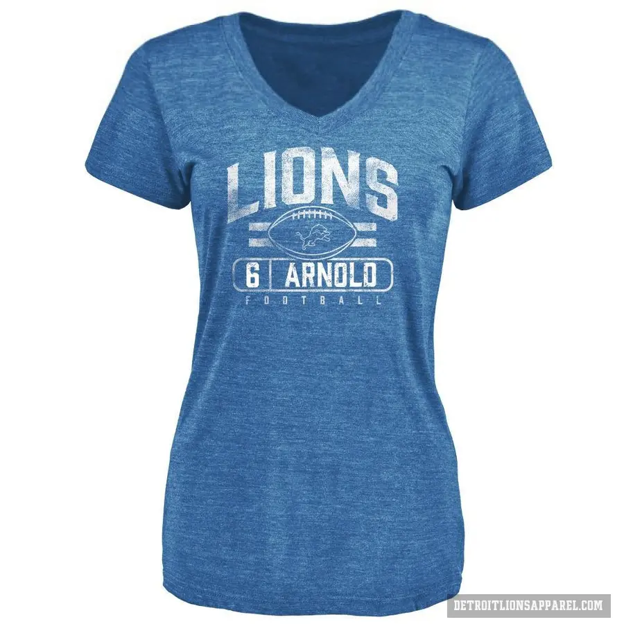 Women's ＃6 Terrion Arnold Detroit Lions Blue Flanker T-Shirt