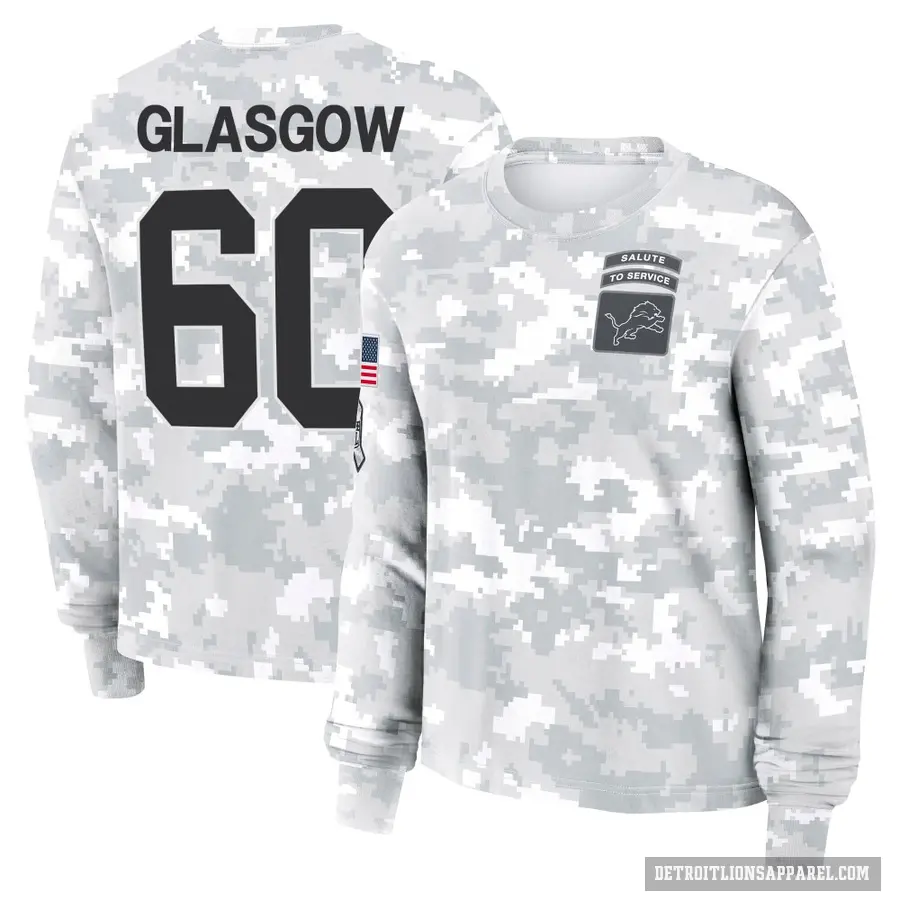 Women's ＃60 Graham Glasgow Detroit Lions Camo Arctic 2024 Salute to Service Long Sleeve T-Shirt