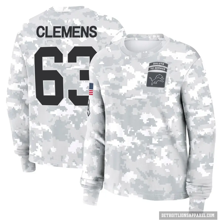 Women's ＃63 Duke Clemens Detroit Lions Camo Arctic 2024 Salute to Service Long Sleeve T-Shirt